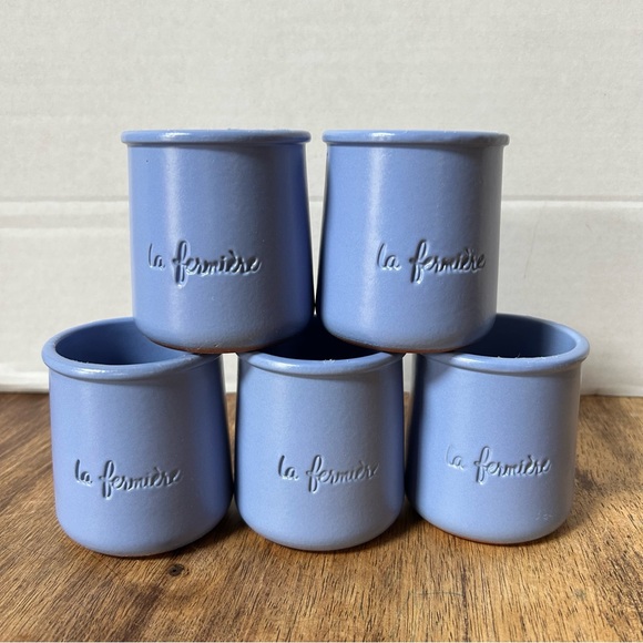 La Fermiere Other - LOT OF 5 La Fermiere PERIWINKLE BLUE Cermer Glazed Terra Cotta Yogurt Pots